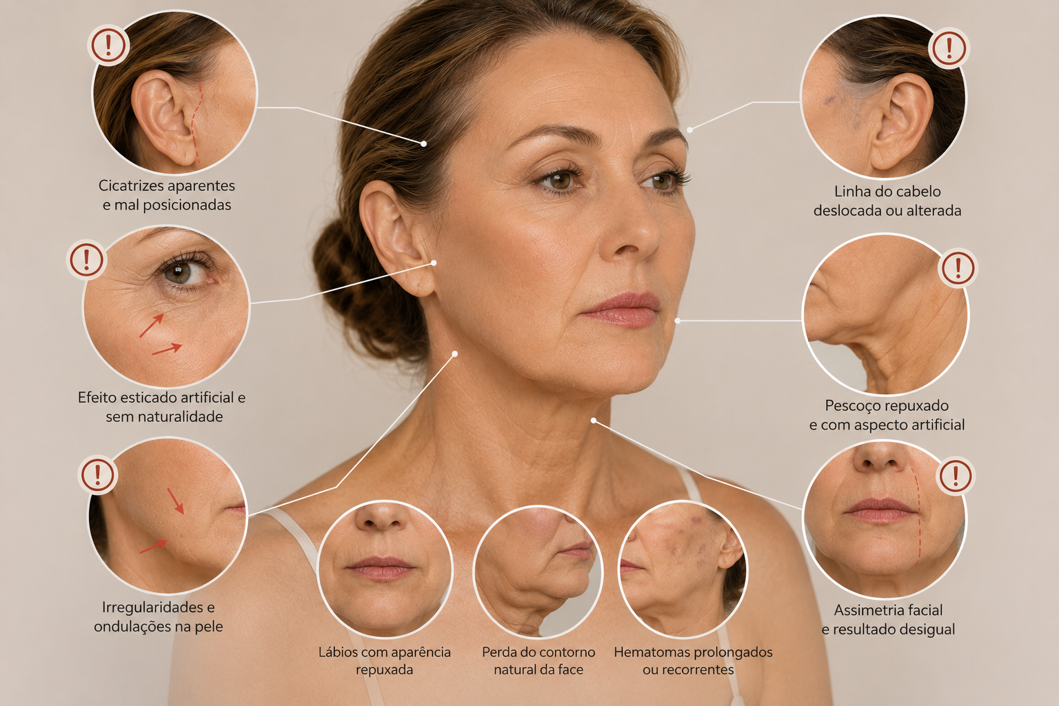 Sinais de um Lifting Facial Mal Executado